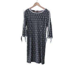 NWOT Talbots Women's Blue and White Geometric Long Sleeve Dress Size S